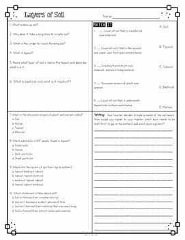 Layers Of soil Worksheet Luxury Layers Of soil Differentiated Reading Passages & Questions