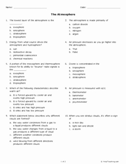 Layers Of the atmosphere Worksheet Awesome the atmosphere Grade 5 Free Printable Tests and