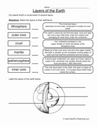 Layers Of the Earth Worksheet Unique Layers Of the Earth Worksheet