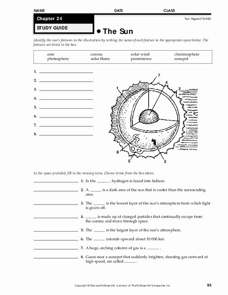Layers Of the Sun Worksheet Beautiful the Sun Worksheet for 7th 9th Grade