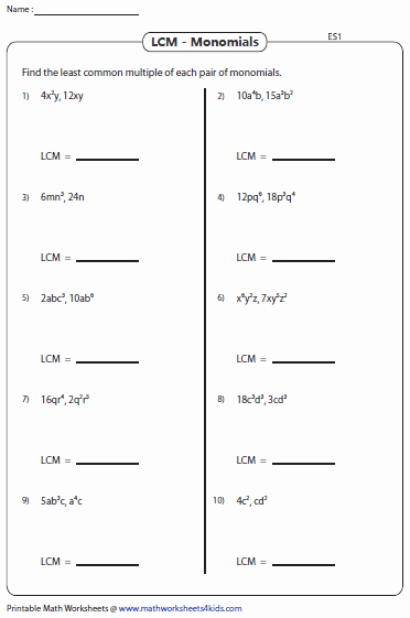 Lcm and Gcf Worksheet Awesome Least Mon Multiple Worksheets