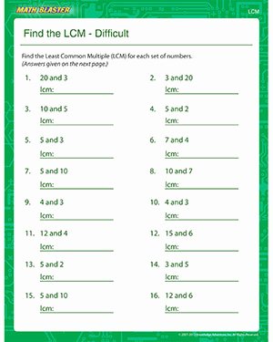 Lcm and Gcf Worksheet Beautiful Find the Lcm – Easy – Free Lcm Worksheets Line – Math