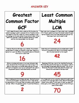 Lcm and Gcf Worksheet Best Of Greatest Mon Factor Gcf and Least Mon Multiple