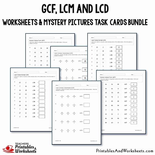 Lcm and Gcf Worksheet Lovely Gcf Lcm and Lcd Task Cards and Worksheets Bundle