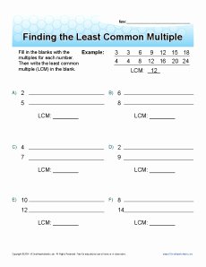Least Common Multiple Worksheet Beautiful Find the Least Mon Multiple