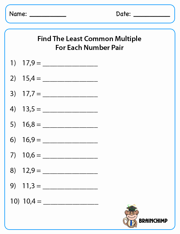 Least Common Multiple Worksheet Elegant Factors