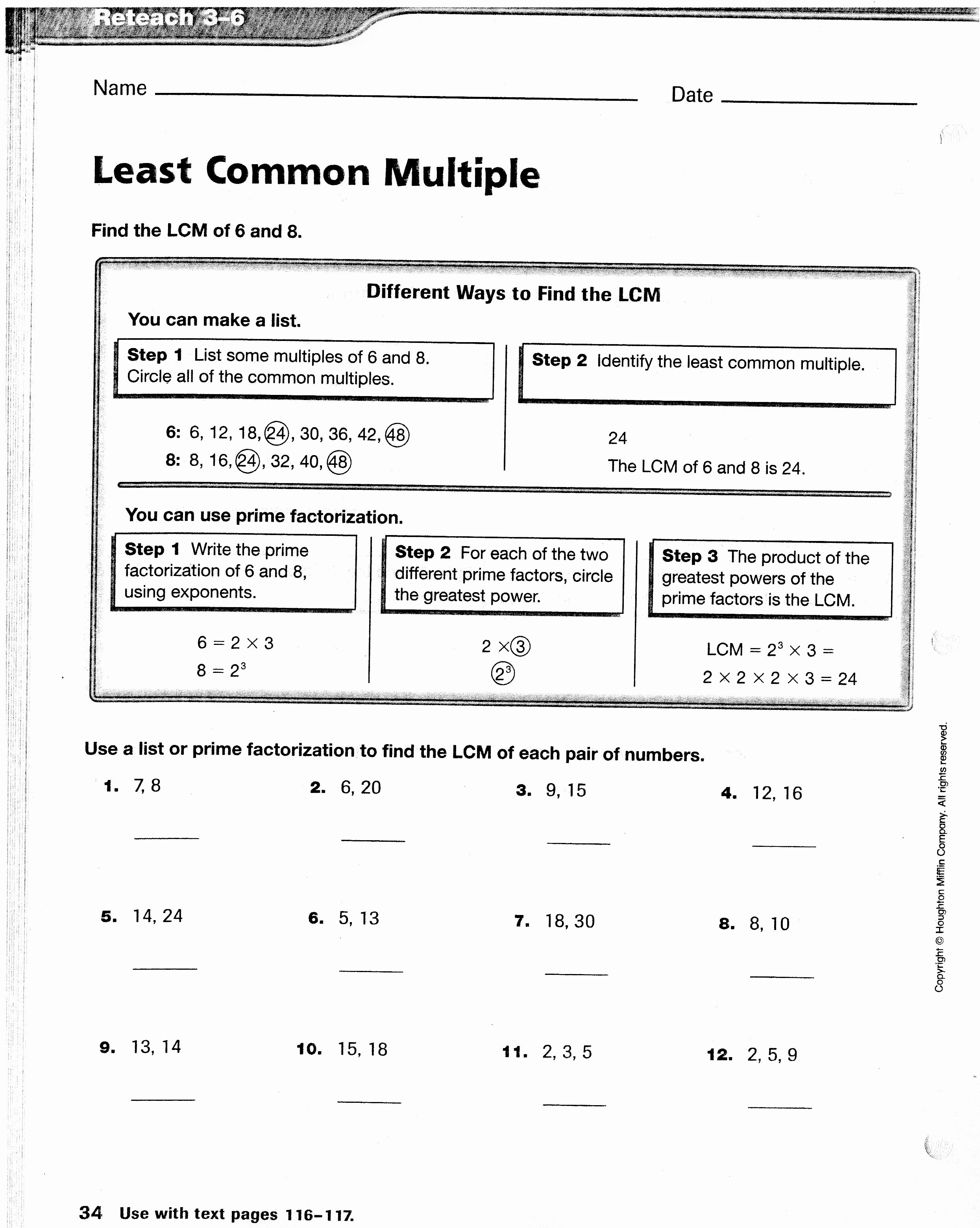 50 Least Common Multiple Worksheet Chessmuseum Template Library