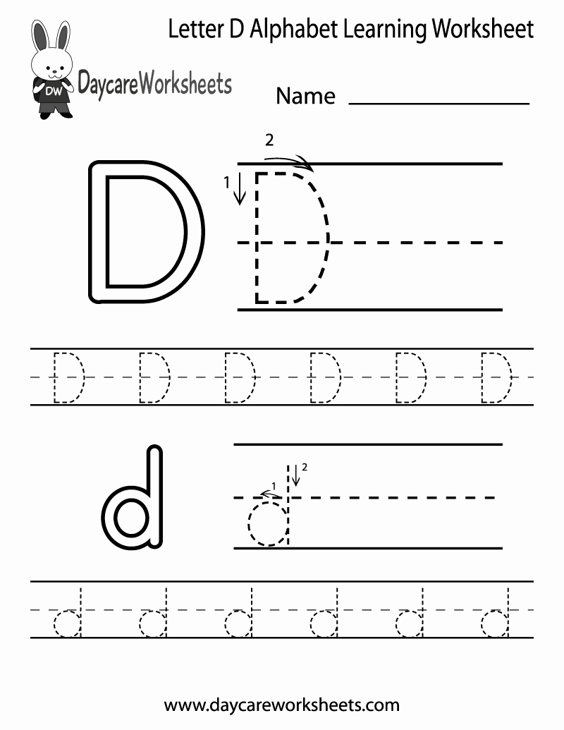 Letter D Worksheet for Preschool Best Of Free Letter D Alphabet Learning Worksheet for Preschool