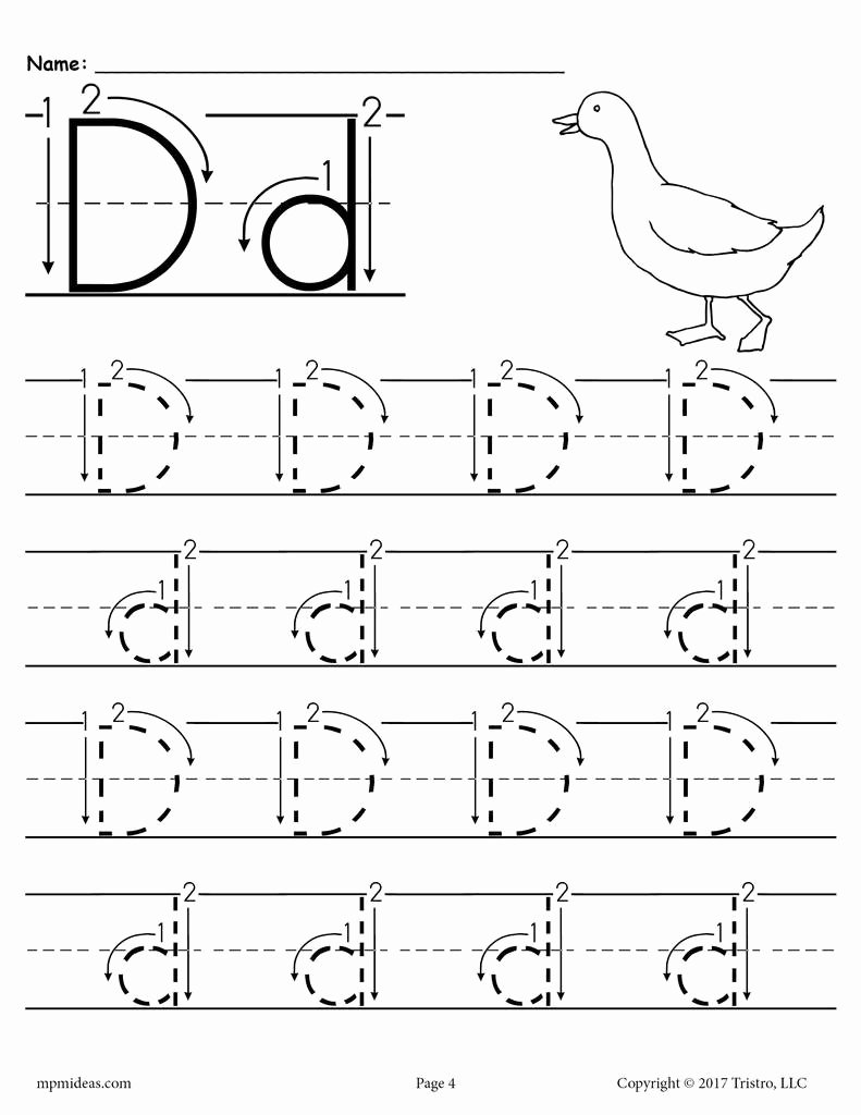 Letter D Worksheet for Preschool Fresh Free Printable Letter D Tracing Worksheet with Number and