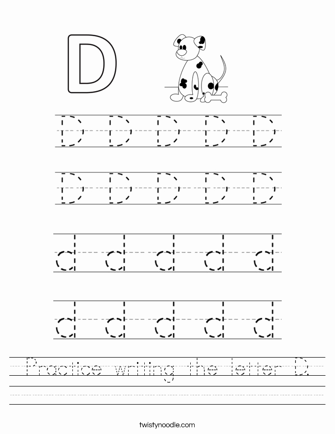 Letter D Worksheet for Preschool Fresh Practice Writing the Letter D Worksheet Twisty Noodle
