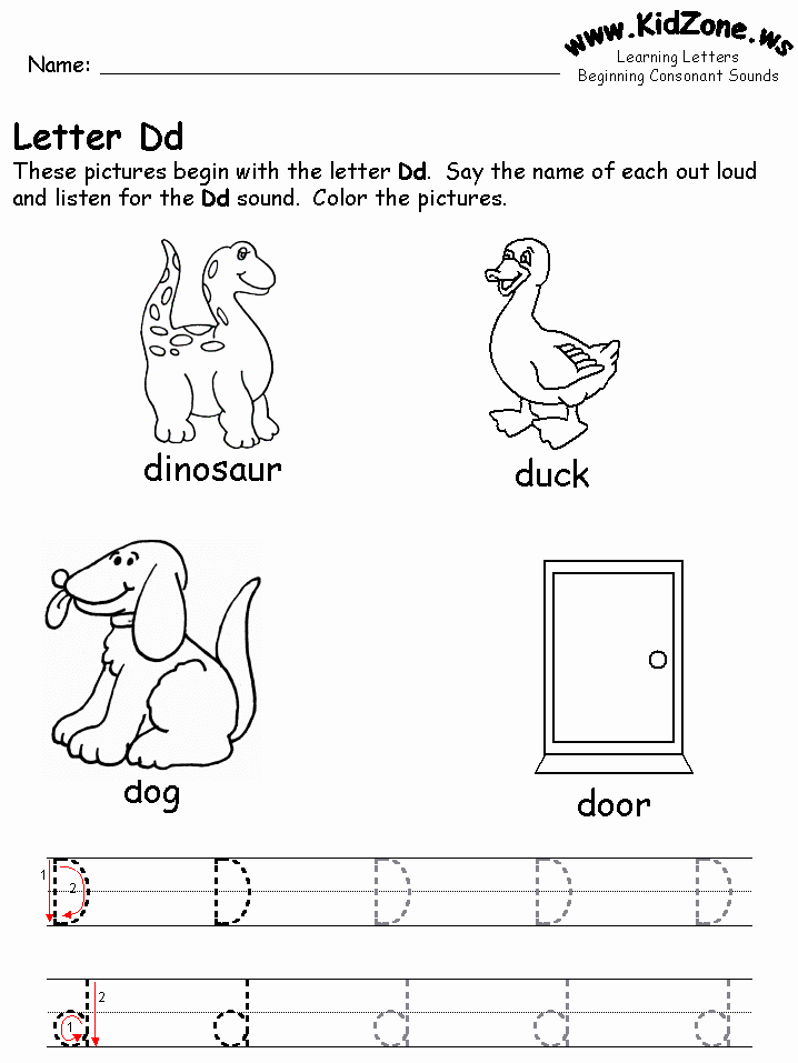 Letter D Worksheet for Preschool Inspirational Beginning Consonant sound Worksheets