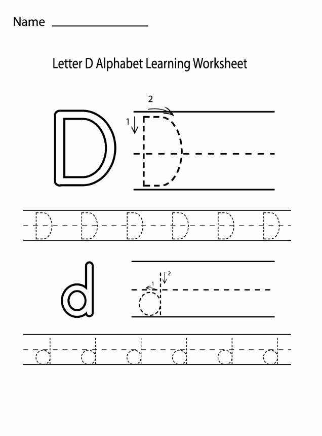 Letter D Worksheet for Preschool Luxury Letter D Alphabet Learning Worksheet Preschool Crafts