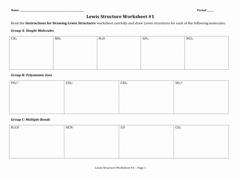 Lewis Dot Diagram Worksheet Awesome Lewis Structure Worksheet 1 Free Printable Worksheets