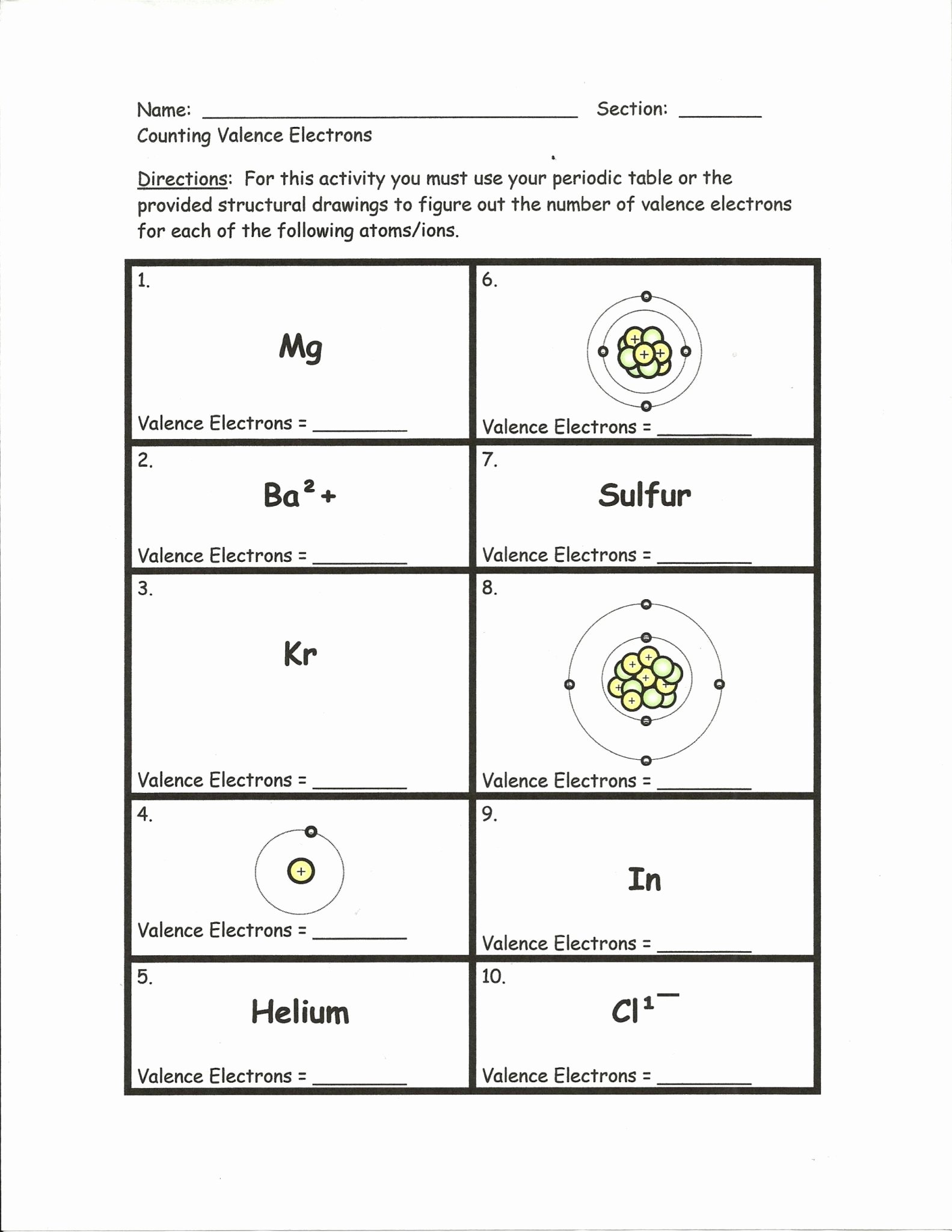 Lewis Dot Diagrams Worksheet Answers Fresh Valence Electrons and Ions Worksheet