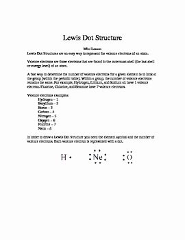 Lewis Dot Structure Practice Worksheet Awesome Lewis Dot Structure Mini Lesson and Worksheet by Candace