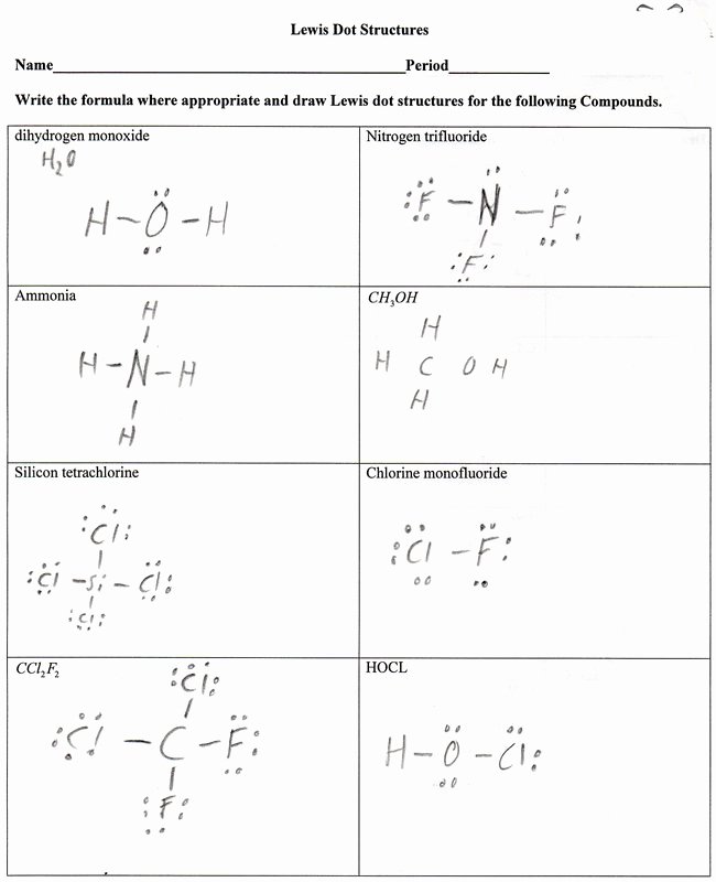 Lewis Dot Structure Practice Worksheet Lovely Chemistry