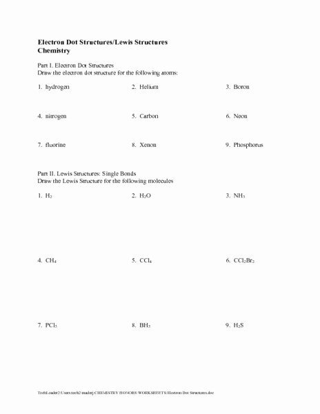 Lewis Dot Structure Worksheet Answers New Electron Dot Structures Lewis Structures Worksheet for 9th