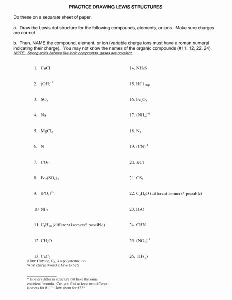Lewis Dot Structure Worksheet Awesome Practice Drawing Lewis Structures Worksheet for 9th 12th
