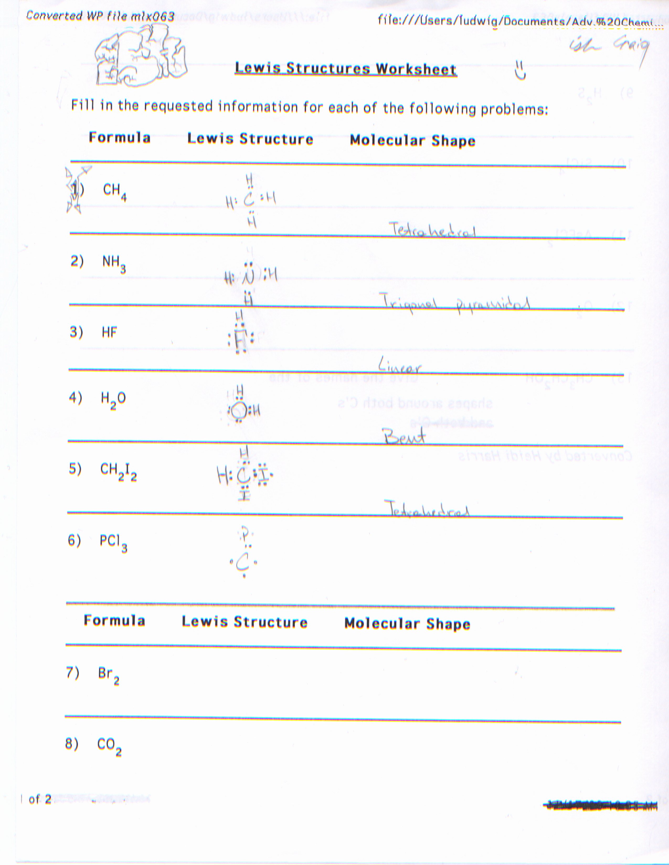 Lewis Dot Structure Worksheet Lovely Lewis Structures Worksheet