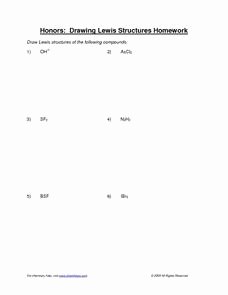 Lewis Structure Practice Worksheet Elegant Honors Drawing Lewis Structures Homework 9th 12th Grade