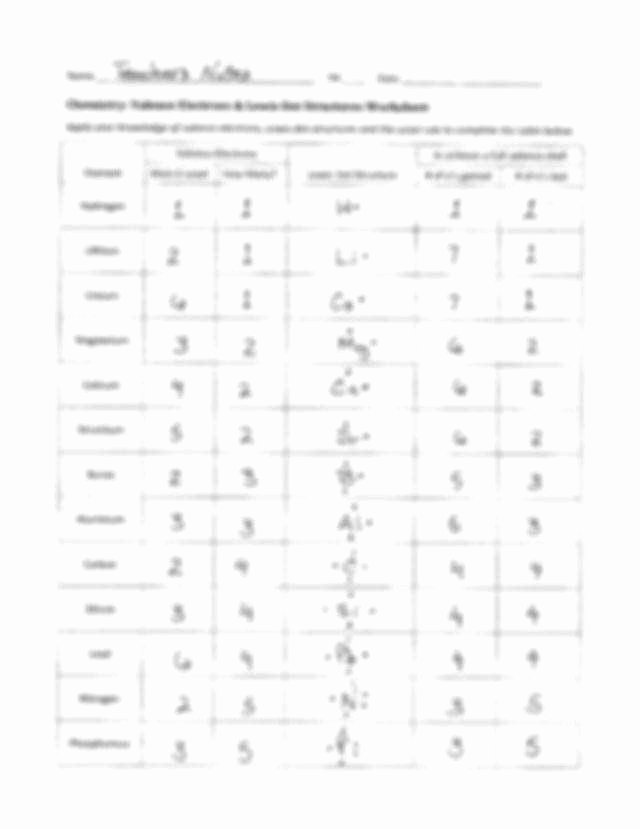 Lewis Structure Worksheet with Answers Awesome Lewis Dot Structure Worksheet