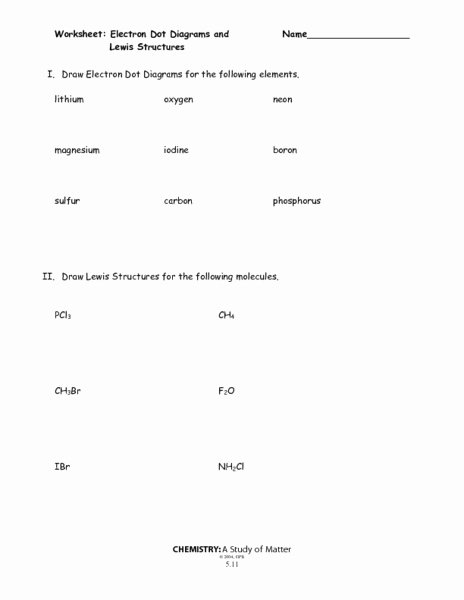 Lewis Structure Worksheet with Answers Luxury Electron Dot Diagrams and Lewis Dot Structures Worksheet