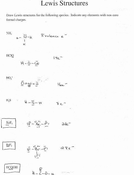 Lewis Structure Worksheet with Answers Unique Lewis Structures Worksheet