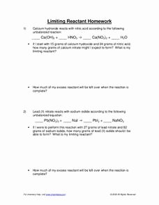 Limiting Reactant Worksheet Answers Awesome Limiting Reactant Worksheet for 10th 12th Grade