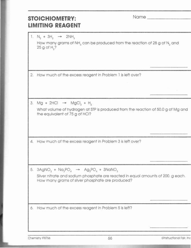 Limiting Reactant Worksheet Answers Lovely Stoichiometry Worksheet Answers