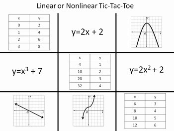 Linear and Nonlinear Functions Worksheet Best Of Linear and Nonlinear Functions Activity Tic Tac toe by