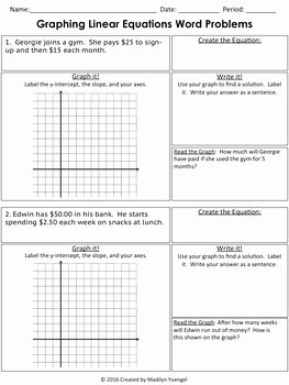Linear Equation Word Problems Worksheet Luxury Graphing Linear Equations Word Problems by Madilyn Yuengel
