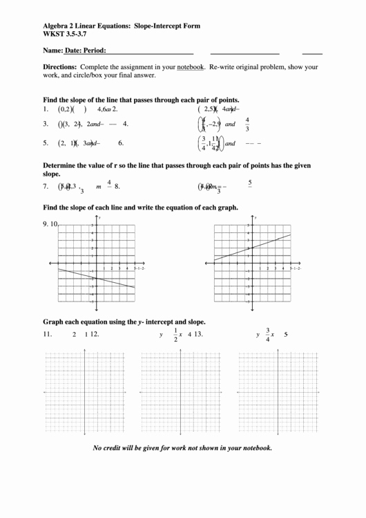 Linear Equation Worksheet Pdf Beautiful Linear Equations Slope Intercept form Worksheet Printable