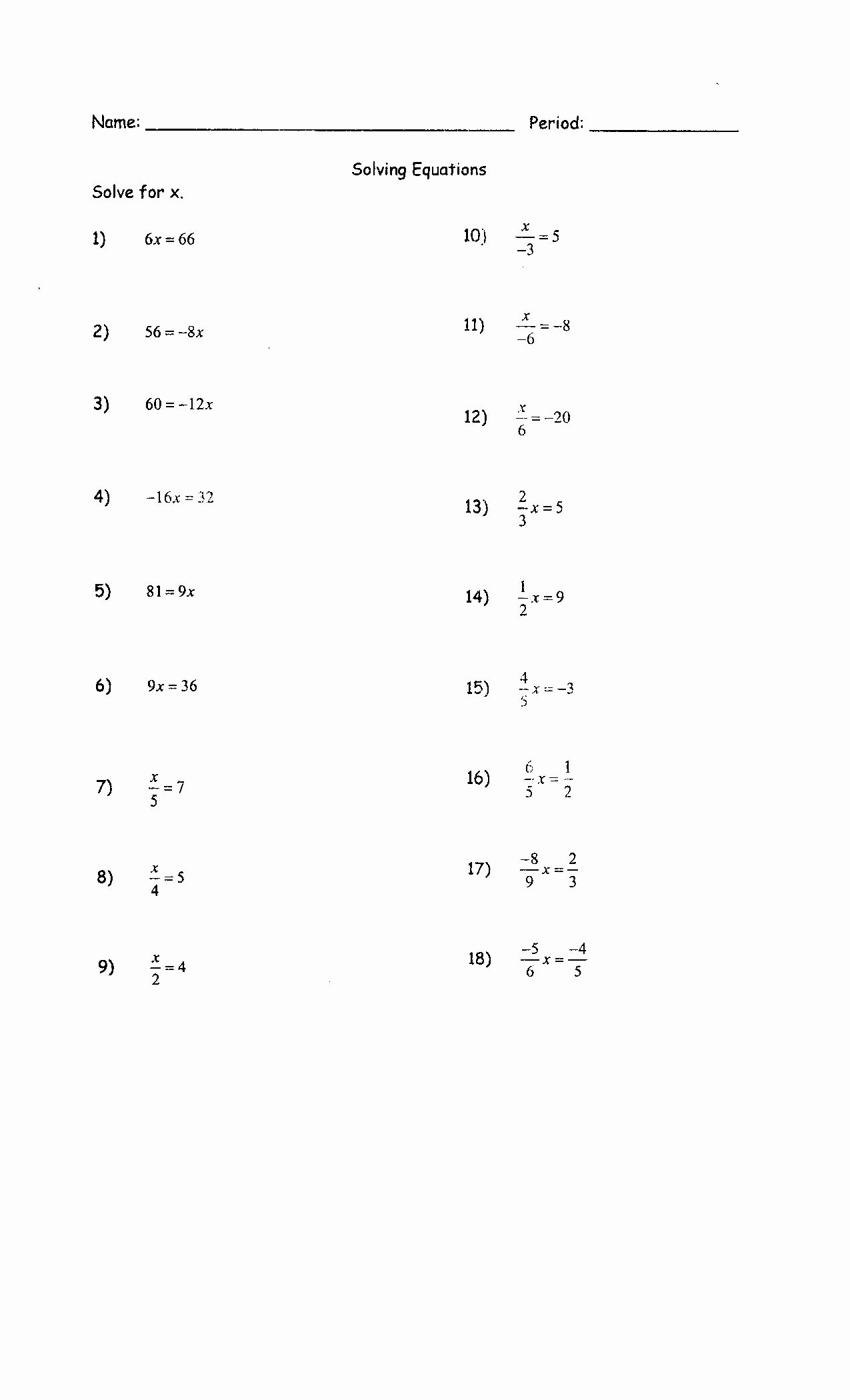 Linear Equation Worksheet with Answers Awesome solving Linear Equations Variable Both Sides Worksheet