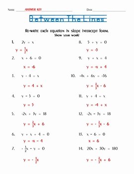 Linear Equation Worksheet with Answers Awesome Writing Linear Equations Worksheet Answers the Best