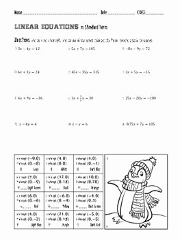 Linear Equation Worksheet with Answers Elegant Linear Equations In Standard form Coloring Page by 123