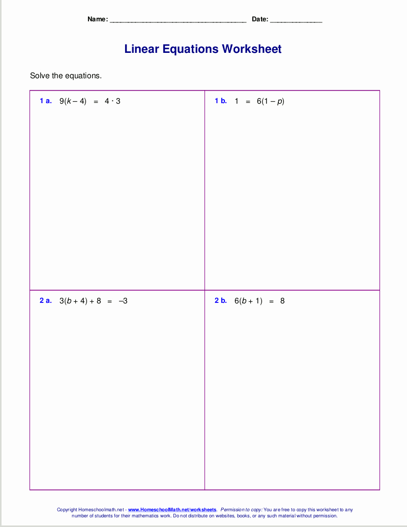 Linear Equation Worksheet with Answers Fresh Free Worksheets for Linear Equations Grades 6 9 Pre