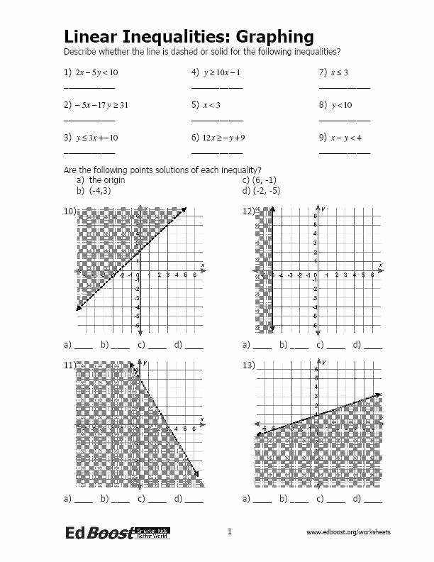 Linear Equations and Inequalities Worksheet Elegant Graphing Linear Inequalities Worksheet
