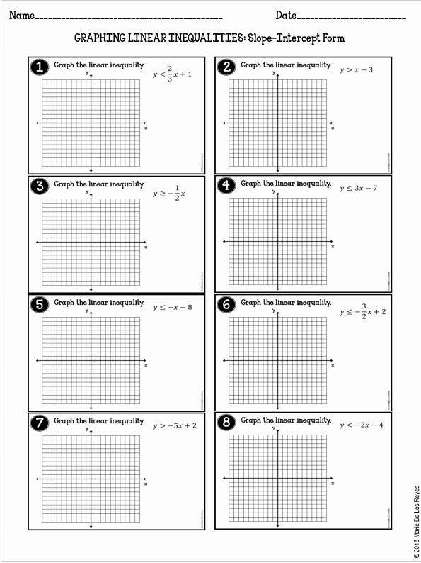 Linear Equations and Inequalities Worksheet Inspirational Graphing Linear Inequalities Practice