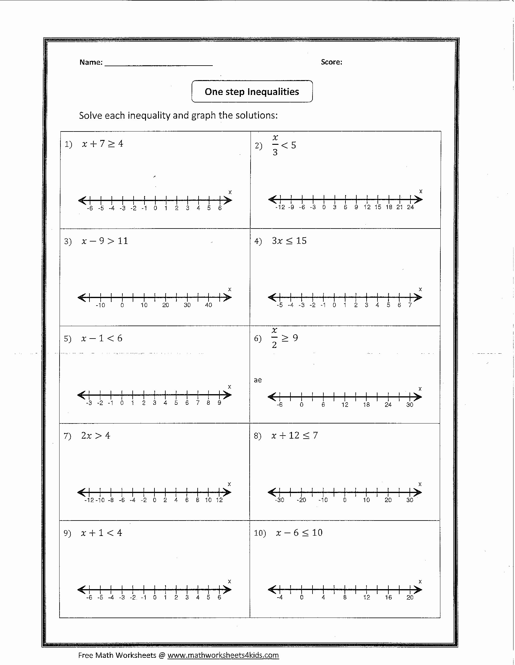 Linear Equations and Inequalities Worksheet Inspirational Linear Equations Worksheet Algebra 1