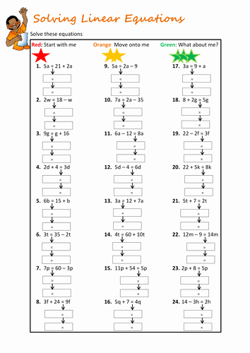 Linear Equations and Inequalities Worksheet Inspirational solving Linear Equations Worksheet by Floppityboppit