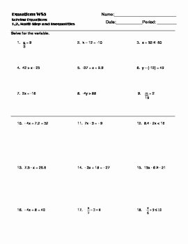 Linear Equations and Inequalities Worksheet Luxury solving Equations and Inequalities Worksheet Equations