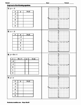 Linear Equations Worksheet Pdf New Graphing Linear and Nonlinear Equations with Tables Of