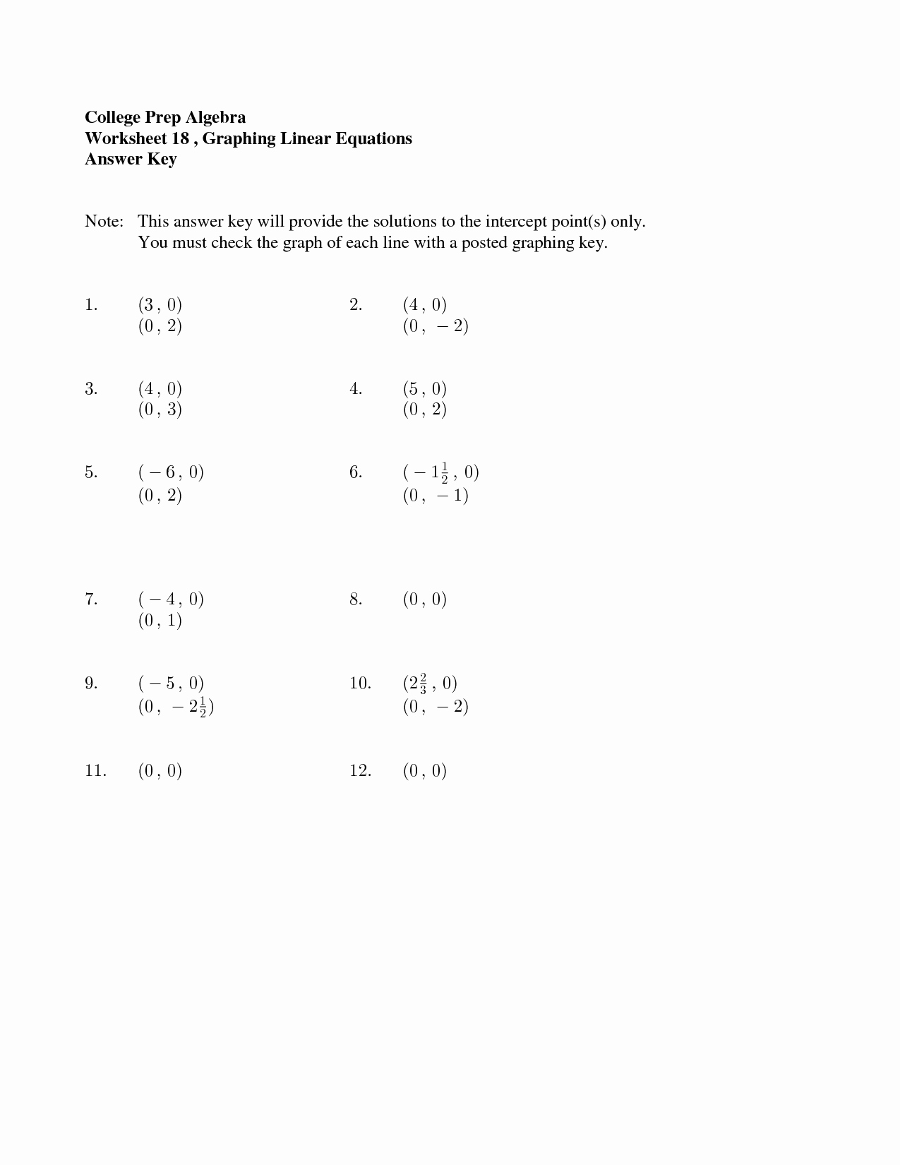 Linear Equations Worksheet with Answers Unique 16 Best Of College Math Worksheets College