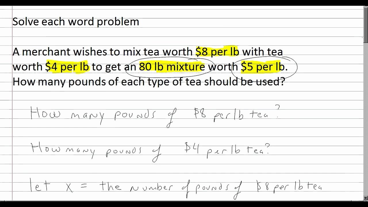Linear Inequalities Word Problems Worksheet New Systems Of Linear Equations Word Problem 1