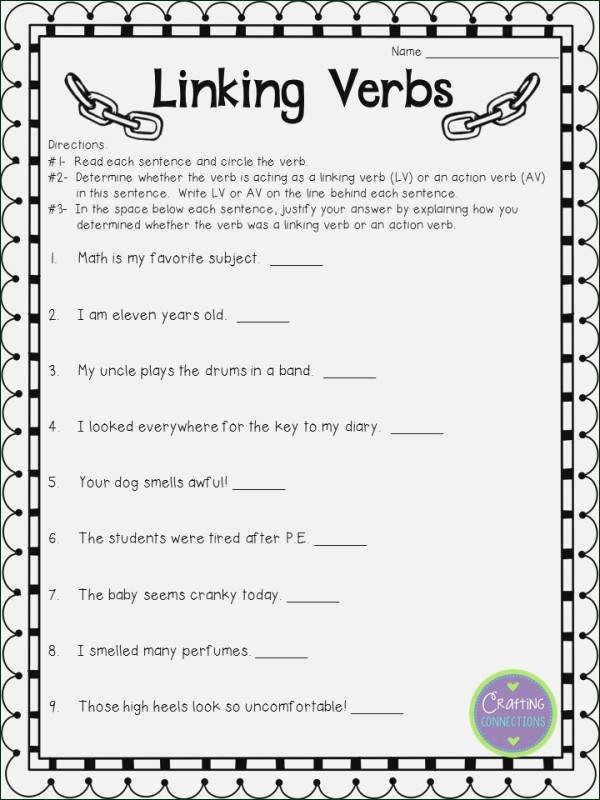 Helping And Linking Verb Worksheet