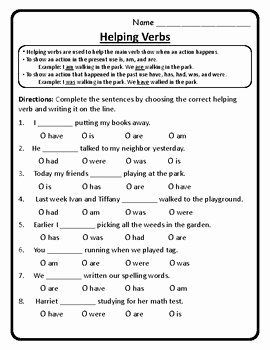 Linking and Helping Verbs Worksheet Beautiful Helping Verbs Worksheet Grammar Helping Verb Past and