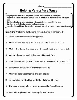 Linking and Helping Verbs Worksheet Lovely Helping Verbs Worksheet Grammar Helping Verb Past and