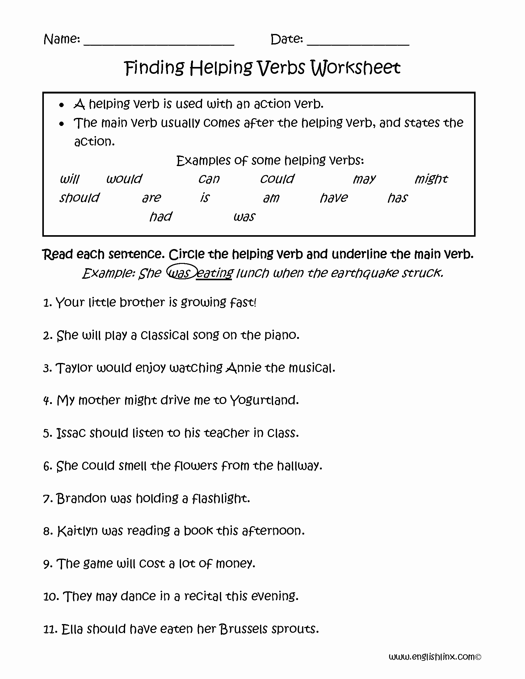 Linking and Helping Verbs Worksheet New Verbs Worksheets
