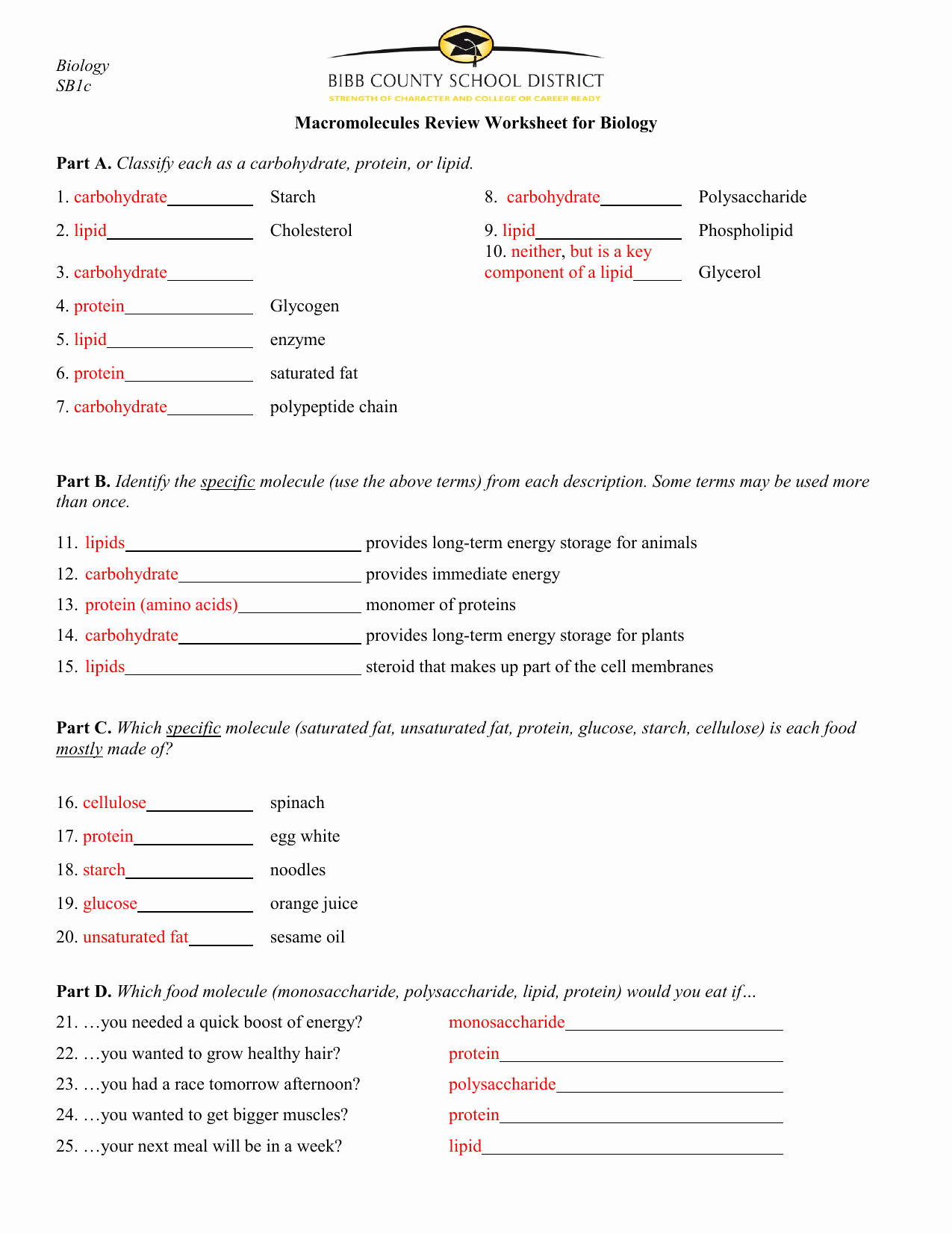 Lipids Worksheet Answer Key Beautiful Chemistry Carbohydrates Proteins and Lipids Worksheet