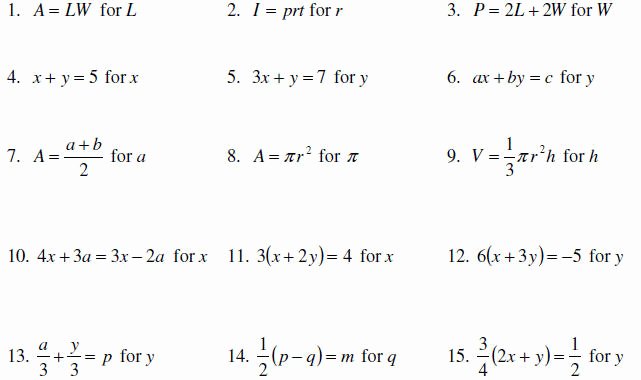 Literal Equations Worksheet Algebra 1 Fresh Video Help for solve Literal Equations and Inequalities 1